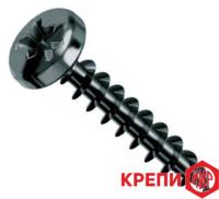 Саморез по дереву с полусферической головкой и полной резьбой  черный