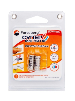 Неодимовый магнит-пруток 8х20мм 2 шт Forceberg (34